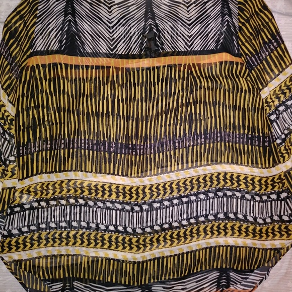 Cato Orange Black Yellow Print Top Sz M - Picture 2 of 5